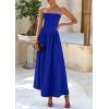 imagePRETTYGARDEN Womens 2026 Spring Strapless Maxi Dresses Patchwork Long Flowy Pockets Elegant Going Out Summer Tube Top DressBlue