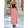 imagePRETTYGARDEN Womens 2026 Spring Strapless Maxi Dresses Patchwork Long Flowy Pockets Elegant Going Out Summer Tube Top DressPink