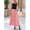 imagePRETTYGARDEN Womens 2026 Spring Strapless Maxi Dresses Patchwork Long Flowy Pockets Elegant Going Out Summer Tube Top DressPink