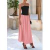 imagePRETTYGARDEN Womens 2026 Spring Strapless Maxi Dresses Patchwork Long Flowy Pockets Elegant Going Out Summer Tube Top DressPink