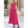 imagePRETTYGARDEN Womens 2026 Spring Strapless Maxi Dresses Patchwork Long Flowy Pockets Elegant Going Out Summer Tube Top DressRose Red