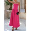 imagePRETTYGARDEN Womens 2026 Spring Strapless Maxi Dresses Patchwork Long Flowy Pockets Elegant Going Out Summer Tube Top DressRose Red