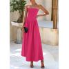 imagePRETTYGARDEN Womens 2026 Spring Strapless Maxi Dresses Patchwork Long Flowy Pockets Elegant Going Out Summer Tube Top DressRose Red