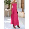 imagePRETTYGARDEN Womens 2026 Spring Strapless Maxi Dresses Patchwork Long Flowy Pockets Elegant Going Out Summer Tube Top DressRose Red