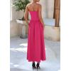imagePRETTYGARDEN Womens 2026 Spring Strapless Maxi Dresses Patchwork Long Flowy Pockets Elegant Going Out Summer Tube Top DressRose Red