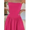 imagePRETTYGARDEN Womens 2026 Spring Strapless Maxi Dresses Patchwork Long Flowy Pockets Elegant Going Out Summer Tube Top DressRose Red