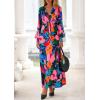 imagePRETTYGARDEN Womens 2026 Spring Wedding Guest Dresses Floral Long Sleeve V Neck Belted Long Flowy Boho Maxi DressFloral Black
