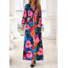 imagePRETTYGARDEN Womens 2026 Spring Wedding Guest Dresses Floral Long Sleeve V Neck Belted Long Flowy Boho Maxi DressFloral Black