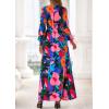 imagePRETTYGARDEN Womens 2026 Spring Wedding Guest Dresses Floral Long Sleeve V Neck Belted Long Flowy Boho Maxi DressFloral Black