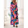 imagePRETTYGARDEN Womens 2026 Spring Wedding Guest Dresses Floral Long Sleeve V Neck Belted Long Flowy Boho Maxi DressFloral Black