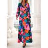imagePRETTYGARDEN Womens 2026 Spring Wedding Guest Dresses Floral Long Sleeve V Neck Belted Long Flowy Boho Maxi DressFloral Black