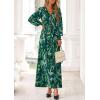 imagePRETTYGARDEN Womens 2026 Spring Wedding Guest Dresses Floral Long Sleeve V Neck Belted Long Flowy Boho Maxi DressFloral Green