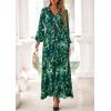 imagePRETTYGARDEN Womens 2026 Spring Wedding Guest Dresses Floral Long Sleeve V Neck Belted Long Flowy Boho Maxi DressFloral Green
