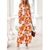 imagePRETTYGARDEN Womens 2026 Spring Wedding Guest Dresses Floral Long Sleeve V Neck Belted Long Flowy Boho Maxi DressFloral Orange