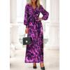 imagePRETTYGARDEN Womens 2026 Spring Wedding Guest Dresses Floral Long Sleeve V Neck Belted Long Flowy Boho Maxi DressFloral Purple