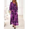 imagePRETTYGARDEN Womens 2026 Spring Wedding Guest Dresses Floral Long Sleeve V Neck Belted Long Flowy Boho Maxi DressFloral Purple