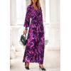 imagePRETTYGARDEN Womens 2026 Spring Wedding Guest Dresses Floral Long Sleeve V Neck Belted Long Flowy Boho Maxi DressFloral Purple