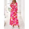 imagePRETTYGARDEN Womens 2026 Spring Wedding Guest Dresses Floral Long Sleeve V Neck Belted Long Flowy Boho Maxi DressFloral White Rose Red