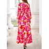 imagePRETTYGARDEN Womens 2026 Spring Wedding Guest Dresses Floral Long Sleeve V Neck Belted Long Flowy Boho Maxi DressFloral White Rose Red