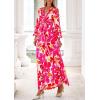 imagePRETTYGARDEN Womens 2026 Spring Wedding Guest Dresses Floral Long Sleeve V Neck Belted Long Flowy Boho Maxi DressFloral White Rose Red