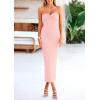 imagePRETTYGARDEN Womens 2026 Summer Bodycon Maxi Dress Strapless Tube Twist Knot Front Ribbed Knit Slit Cocktail Party DressesPink
