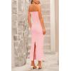 imagePRETTYGARDEN Womens 2026 Summer Bodycon Maxi Dress Strapless Tube Twist Knot Front Ribbed Knit Slit Cocktail Party DressesPink
