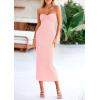imagePRETTYGARDEN Womens 2026 Summer Bodycon Maxi Dress Strapless Tube Twist Knot Front Ribbed Knit Slit Cocktail Party DressesPink