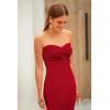 imagePRETTYGARDEN Womens 2026 Summer Bodycon Maxi Dress Strapless Tube Twist Knot Front Ribbed Knit Slit Cocktail Party DressesRed