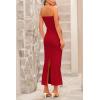 imagePRETTYGARDEN Womens 2026 Summer Bodycon Maxi Dress Strapless Tube Twist Knot Front Ribbed Knit Slit Cocktail Party DressesRed