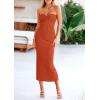 imagePRETTYGARDEN Womens 2026 Summer Bodycon Maxi Dress Strapless Tube Twist Knot Front Ribbed Knit Slit Cocktail Party DressesRust Red