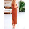 imagePRETTYGARDEN Womens 2026 Summer Bodycon Maxi Dress Strapless Tube Twist Knot Front Ribbed Knit Slit Cocktail Party DressesRust Red