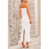 imagePRETTYGARDEN Womens 2026 Summer Bodycon Maxi Dress Strapless Tube Twist Knot Front Ribbed Knit Slit Cocktail Party DressesWhite
