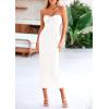 imagePRETTYGARDEN Womens 2026 Summer Bodycon Maxi Dress Strapless Tube Twist Knot Front Ribbed Knit Slit Cocktail Party DressesWhite