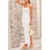 imagePRETTYGARDEN Womens 2026 Summer Bodycon Maxi Dress Strapless Tube Twist Knot Front Ribbed Knit Slit Cocktail Party DressesWhite