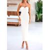 imagePRETTYGARDEN Womens 2026 Summer Bodycon Maxi Dress Strapless Tube Twist Knot Front Ribbed Knit Slit Cocktail Party DressesWhite