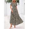 imagePRETTYGARDEN Womens 2026 Summer Boho Maxi Dresses Floral Short Sleeve V Neck A Line Tiered Flowy Long Beach Vacation DressBlack