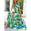 imagePRETTYGARDEN Womens 2026 Summer Boho Maxi Dresses Floral Short Sleeve V Neck A Line Tiered Flowy Long Beach Vacation DressGreen