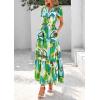 imagePRETTYGARDEN Womens 2026 Summer Boho Maxi Dresses Floral Short Sleeve V Neck A Line Tiered Flowy Long Beach Vacation DressGreen