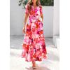 imagePRETTYGARDEN Womens 2026 Summer Boho Maxi Dresses Floral Short Sleeve V Neck A Line Tiered Flowy Long Beach Vacation DressRed