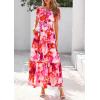 imagePRETTYGARDEN Womens 2026 Summer Boho Maxi Dresses Floral Short Sleeve V Neck A Line Tiered Flowy Long Beach Vacation DressRed