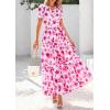 imagePRETTYGARDEN Womens 2026 Summer Boho Maxi Dresses Floral Short Sleeve V Neck A Line Tiered Flowy Long Beach Vacation DressWhite Pink Floral