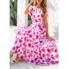 imagePRETTYGARDEN Womens 2026 Summer Boho Maxi Dresses Floral Short Sleeve V Neck A Line Tiered Flowy Long Beach Vacation DressWhite Pink Floral