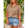 imagePRETTYGARDEN Womens 2026 Summer Button Down Shirts Short Lantern Sleeve V Neck Cotton Cute Tops Dressy Casual BlousesKhaki