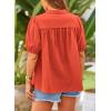 imagePRETTYGARDEN Womens 2026 Summer Button Down Shirts Short Lantern Sleeve V Neck Cotton Cute Tops Dressy Casual BlousesOrange