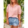 imagePRETTYGARDEN Womens 2026 Summer Button Down Shirts Short Lantern Sleeve V Neck Cotton Cute Tops Dressy Casual BlousesPink