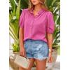 imagePRETTYGARDEN Womens 2026 Summer Button Down Shirts Short Lantern Sleeve V Neck Cotton Cute Tops Dressy Casual BlousesRose Pink