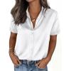 imagePRETTYGARDEN Womens 2026 Summer Button Down Shirts Short Sleeve Work Tops Dressy Satin Blouses Spring Business Casual OutfitsWhite