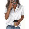 imagePRETTYGARDEN Womens 2026 Summer Button Down Shirts Short Sleeve Work Tops Dressy Satin Blouses Spring Business Casual OutfitsWhite