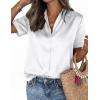 imagePRETTYGARDEN Womens 2026 Summer Button Down Shirts Short Sleeve Work Tops Dressy Satin Blouses Spring Business Casual OutfitsWhite
