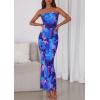 imagePRETTYGARDEN Womens 2026 Summer Floral Bodycon Maxi Dresses Ribbed Strapless Tube Casual Boho Party Long DressFloral Blue Pink